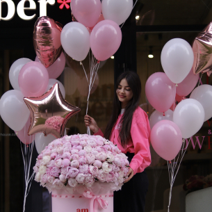 XL arrangement of 201 peonies and rose gold ball set BIG 130