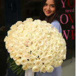 Monobouquet of white roses BIG 89