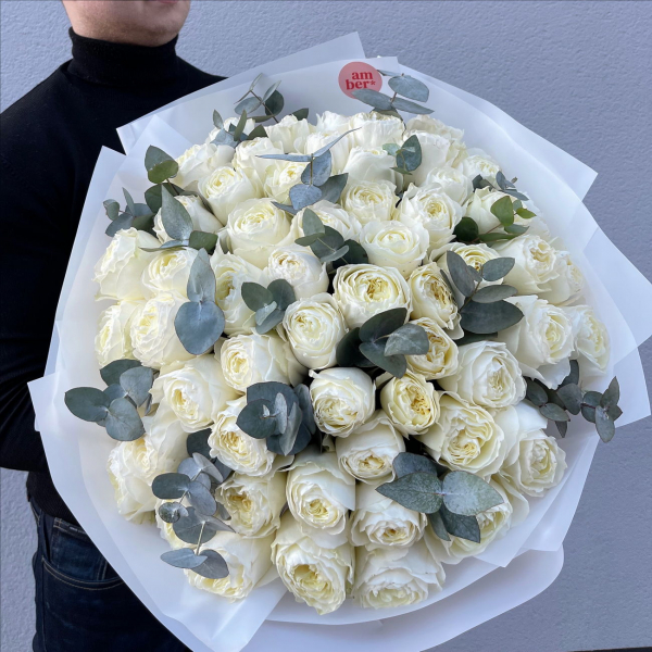 A bouquet of 59 peony roses and eucalyptus BIG 05