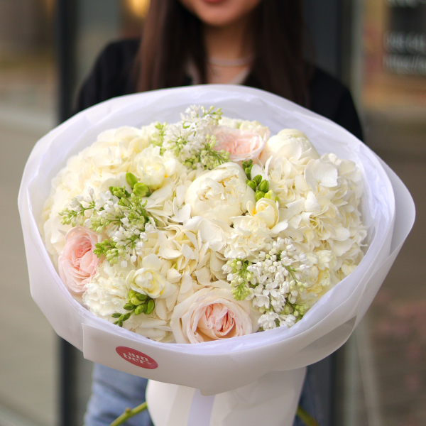 Bouquet with peony roses, hydrangeas, lilac, peonies and freesia BOUQUET 80