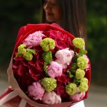 Bouquet with peonies, hydrangeas and viburnum BOUQUET 90