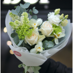 Bouquet with peony roses, lilac, eustoma and tulips BOUQUET 261