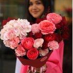 Bouquet with hydrangea, ranunculus, dianthus and peony roses BOUQUET 281