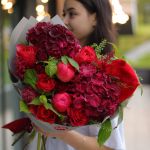 Bouquet with hydrangeas, peonies, anthurium and dianthus BOUQUET 196