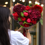 Bouquet with hydrangeas, peonies, anthurium and dianthus BOUQUET 196