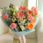 A bouquet of David Austin roses, gerbera, dianthus and delphinium BOUQUET 198