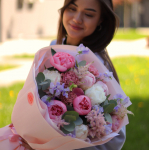 Bouquet with peonies, lathyrus, astilbe and dianthus BOUQUET 83