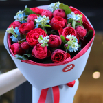 Bouquet with peony roses and oxypetalum BOUQUET 61