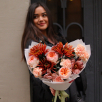 A bouquet of David Austin rose, chrysanthemums, dianthus and tulips BOUQUET 219