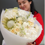 Bouquet with royal protea, hydrangeas, peonies and ranunculus BOUQUET 77