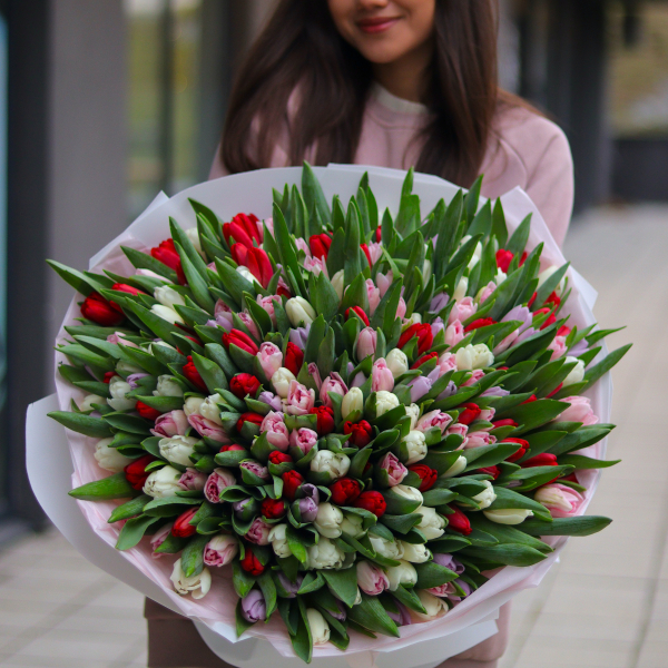 Monobouquet of tulips, in the photo 201 pcs MONO 127