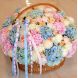 FLOWER BOX 83 Flower arrangement in a basket with hydrangeas, peony roses and peonies