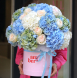 Composition with hydrangeas and peony roses FLOWER BOX 25