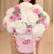 FLOWER BOX 85 Композиція в коробці у розмірі L з гортензіями та жоржинами