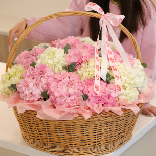 FLOWER BOX 30 Basket of mono hydrangeas