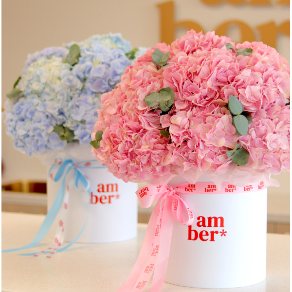 Arrangement in a box of hydrangeas FLOWER BOX 04