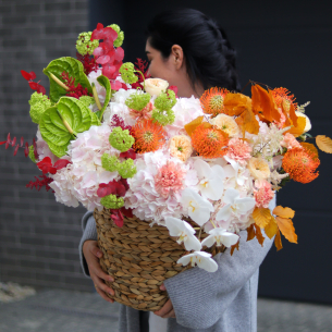 Осіння композиція у кошику FLOWER BOX 50