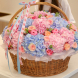FLOWER BOX 62 Композиція в кошику з гортензіями, півоніями та піоновидними трояндами