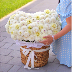 Ніжна композиція у кошику зі 101 жоржини FLOWER BOX 50