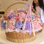 FLOWER BOX 51 Flower basket with hydrangeas, peonies, and freesias