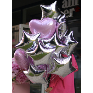 A set of 15 foil balloons of hearts and stars BALLOONS 16