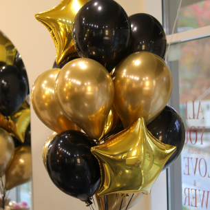 Набір кульок чорно-золотий BALLOONS 25