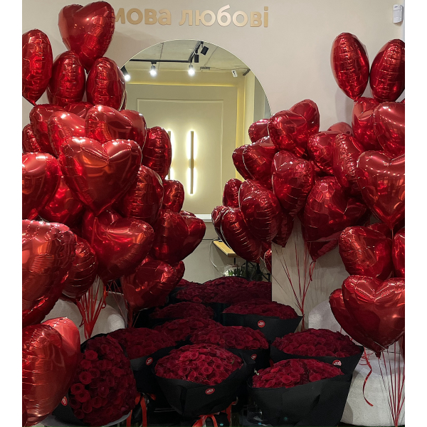 Large set of 80 foil hearts BALLOONS 12