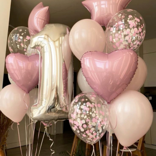 Набір кульок рожево-срібний BALLOONS 10