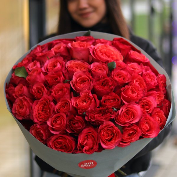Monobouquet of red peony roses MONO 59