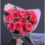 Monobouquet of peony roses and eucalyptus MONO 102