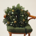 Christmas wreath of three types of Christmas tree, toys, bells and ribbon. The diameter of the wreath is 40-45 cm. Christmas decor 14